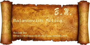 Balassovich Milica névjegykártya